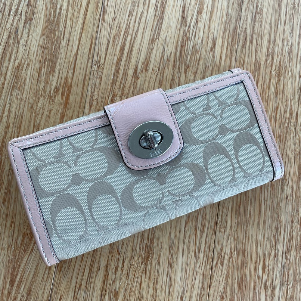 Light pink monogram Coach wallet